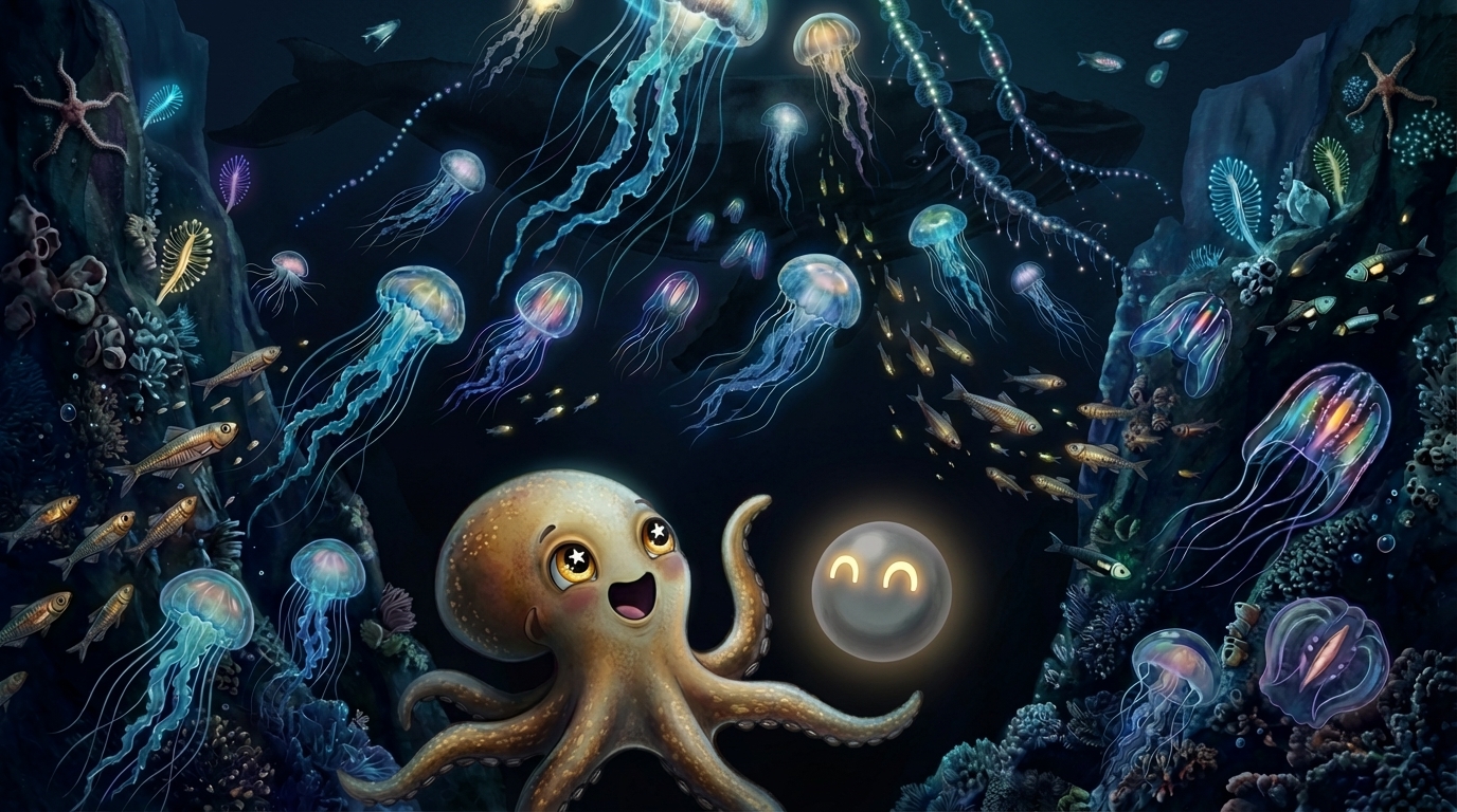 Draft-1 Origin — Friendly Glowing Fish