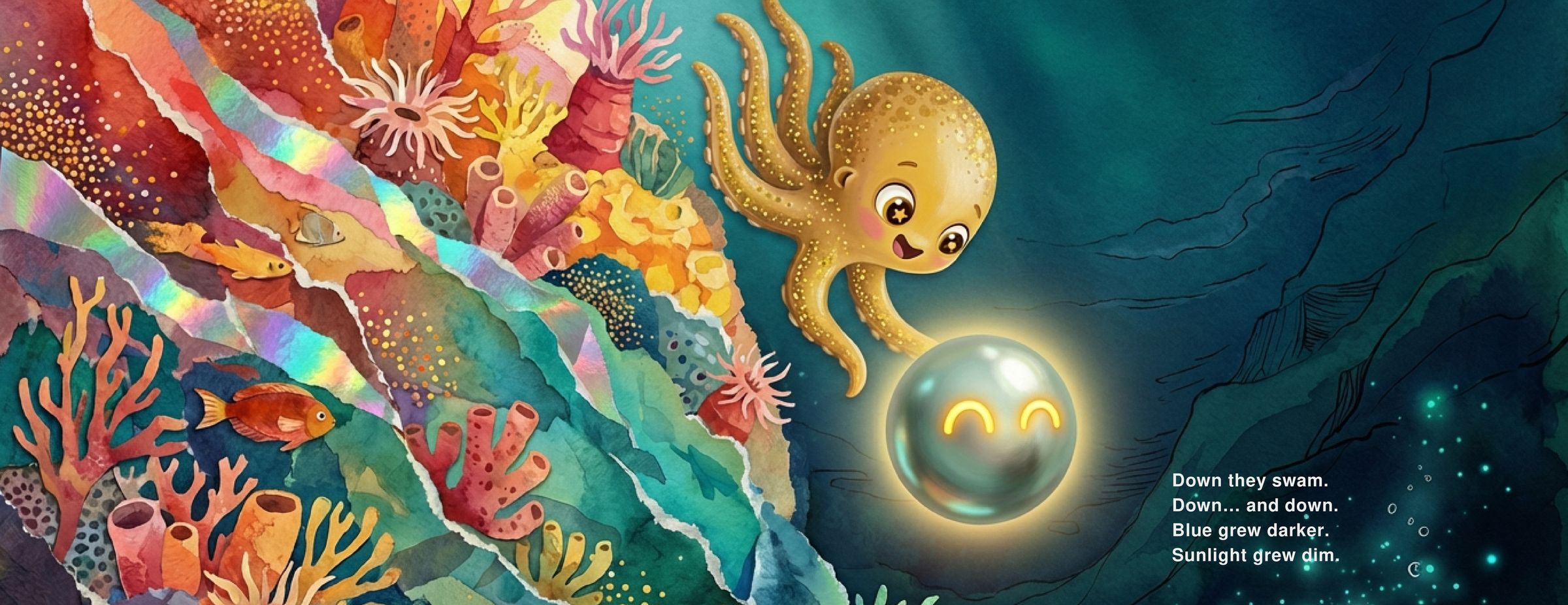 Spread 7 — Down They Swam