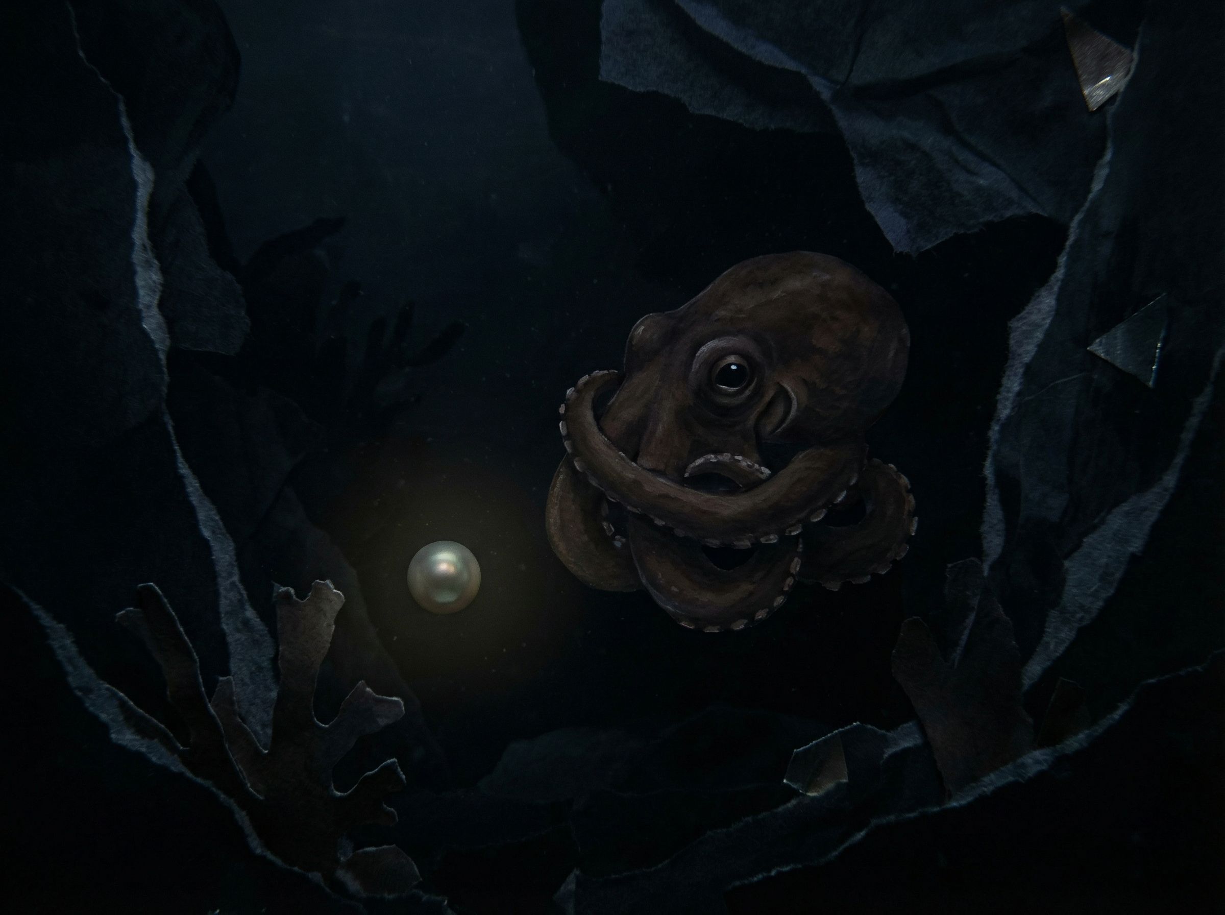 Pages 18-19 — Dot as glowing pearl in dark fear scene